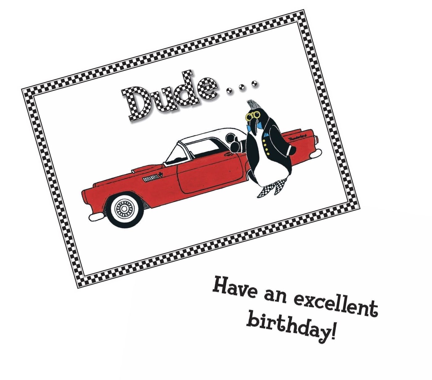 1956 Thunderbird and punk penguin
