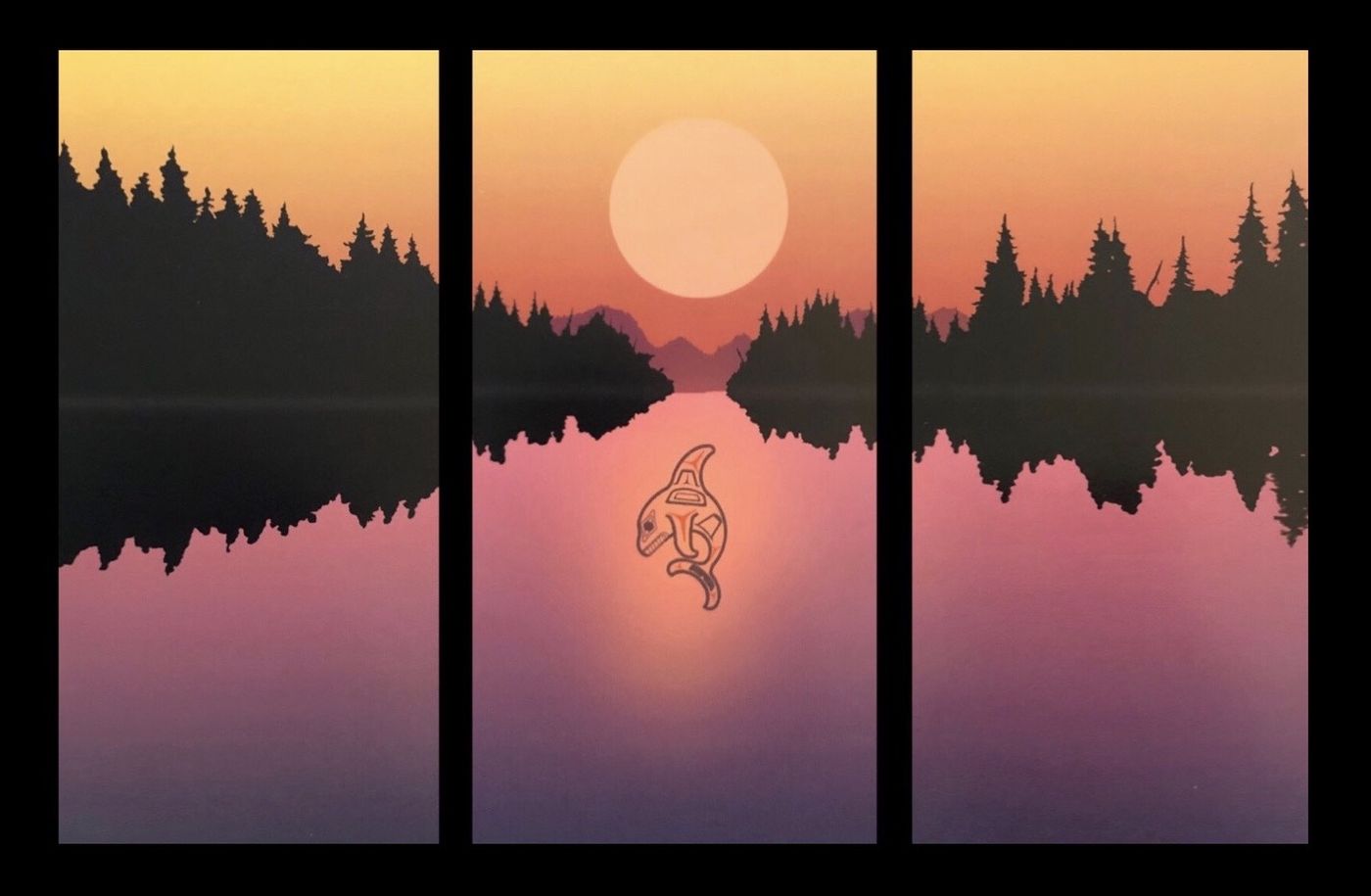 Haida Blank 3-Panel Salmon Moon